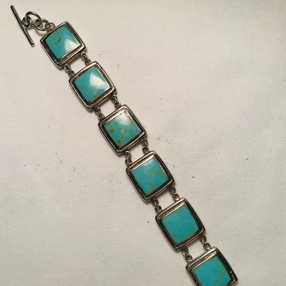 Turquoise & sterling Southwest bracelet from ParkCity. 7.5” Mother's Day gift! - Picture 2 of 8